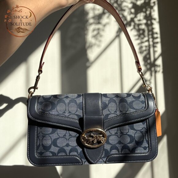 Coach Handbags - Coach Georgie Shoulder Bag / Crossbody — Chambray Denim & Leather | LIKE-NEW